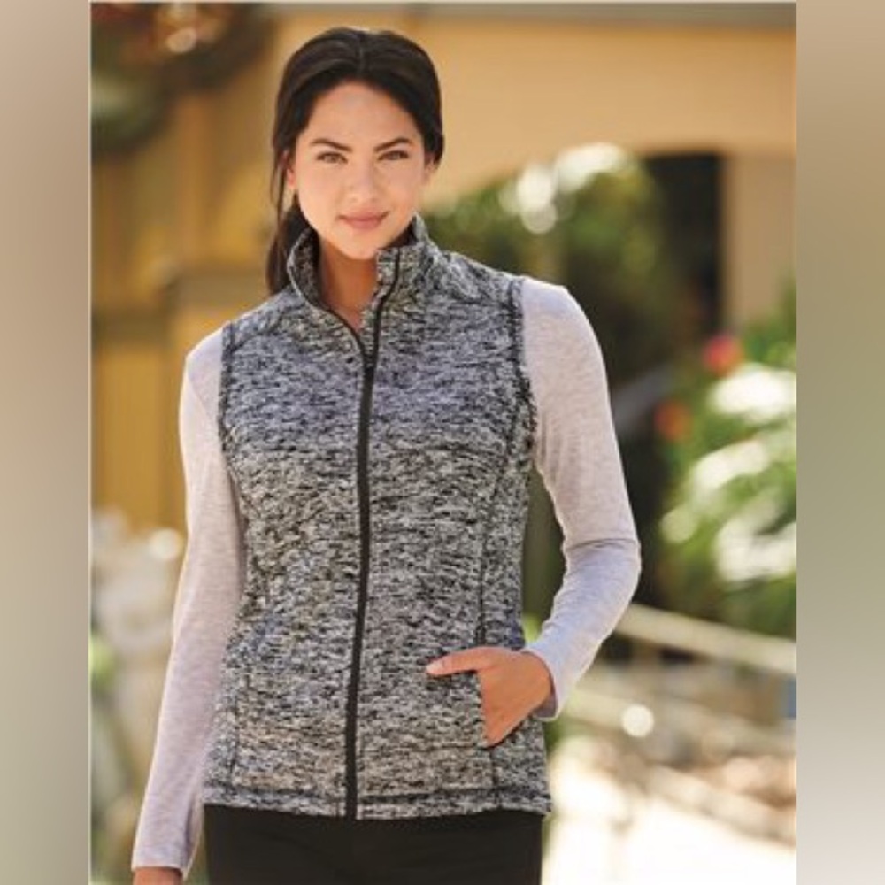 Heather Gray Exertek women's knit zip-up fleece vest size medium